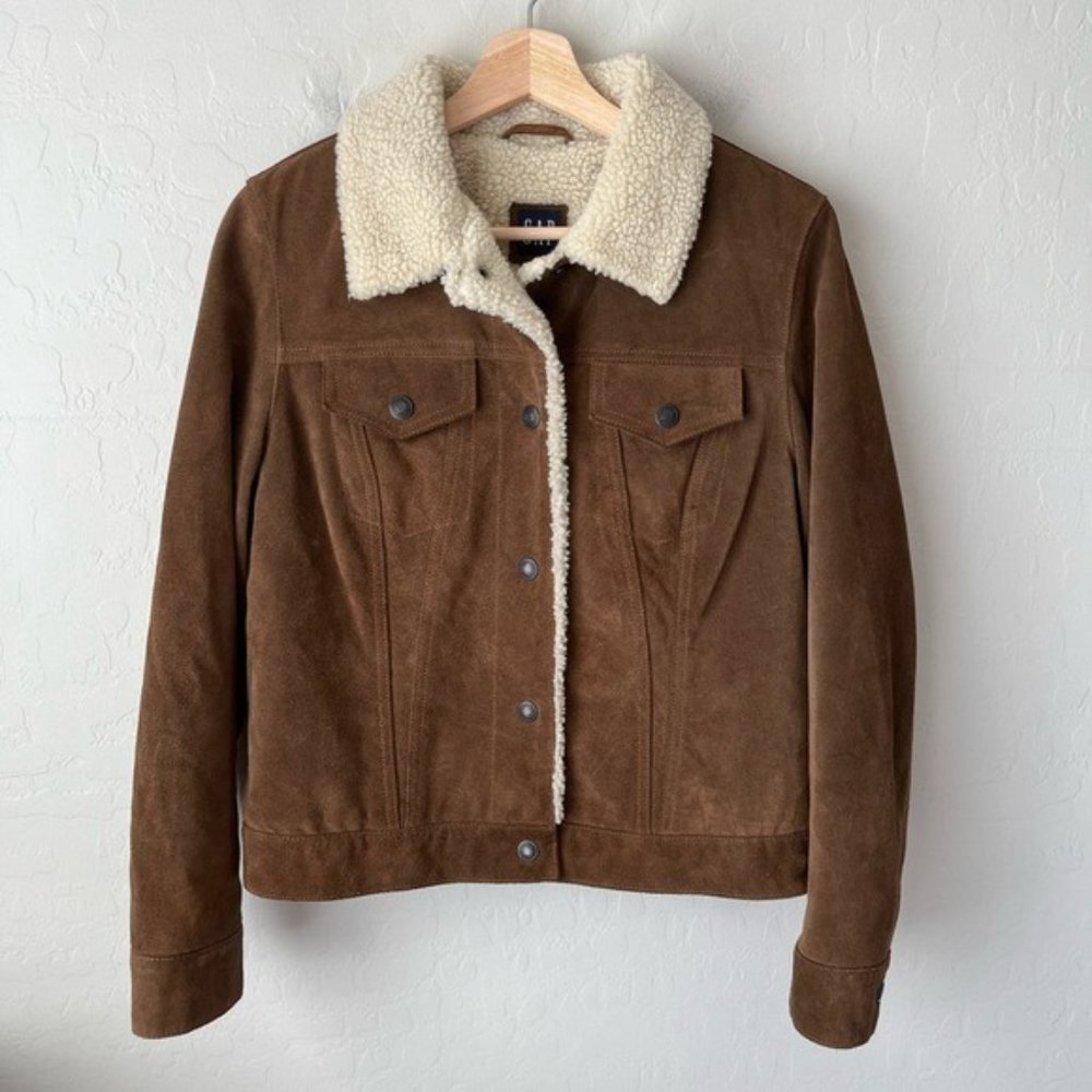 Gap Vintage Y2K Leather Suede Sherpa Trucker Jacket